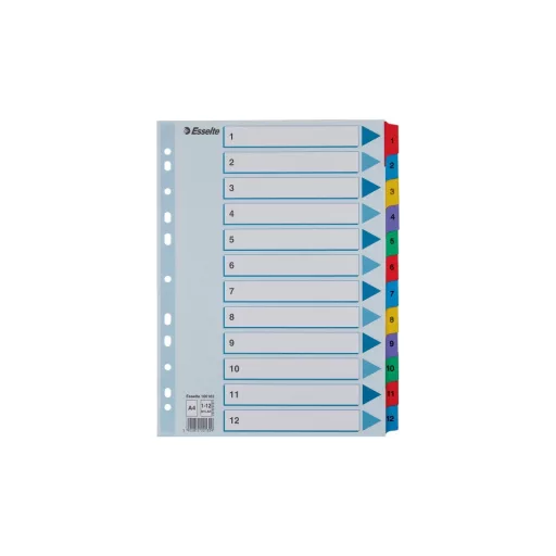 Elválasztólap, A4, regiszteres 1-12 laminált karton fülek 100162 Esselte – Tonerklinika Debrecen