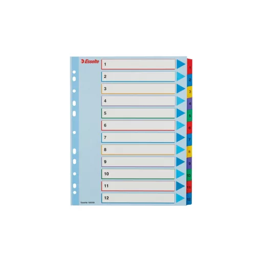 Elválasztólap, A4, Maxi regiszteres 1-12 laminált karton előlap 100209 Esselte – Tonerklinika Debrecen