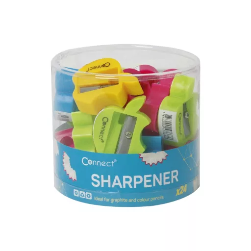 Hegyező 1 lyukú műanyag Connect alma alakú, különféle színek – Tonerklinika Debrecen