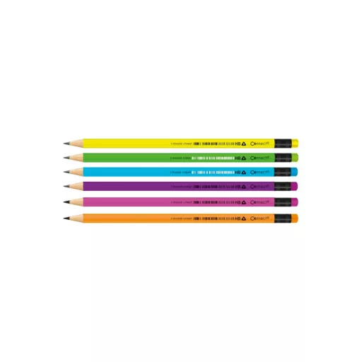 Grafitceruza HB, radíros, fluo színű test és radír, Connect 72 db/csomag, – Tonerklinika Debrecen