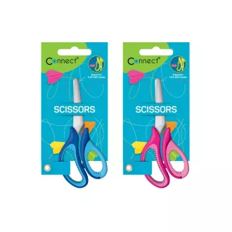 Olló 13cm, iskolai Connect, gumírozott fogóval, műanyag élvédővel, mérőskálával – Tonerklinika Debrecen
