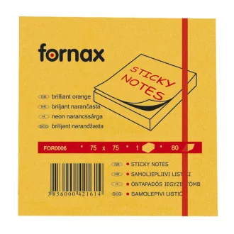 Jegyzettömb öntapadó, 75x75mm, 80lap, Fornax neon narancs – Tonerklinika Debrecen