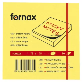 Jegyzettömb öntapadó, 75x75mm, 80lap, Fornax neon sárga – Tonerklinika Debrecen