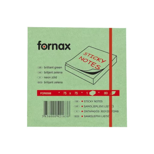Jegyzettömb öntapadó, 75x75mm, 80lap, Fornax neon zöld – Tonerklinika Debrecen