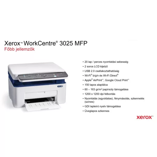 Xerox WorkCentre 3025 MFP sima tetős nyomtató Debrecen – Tonerklinika