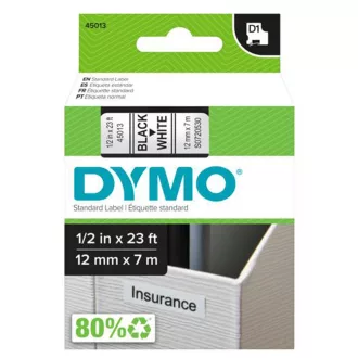 Feliratozógép szalag Dymo D1 S0720530/45013 12mmx7m ORIGINAL fekete/fehér – Tonerklinika Debrecen