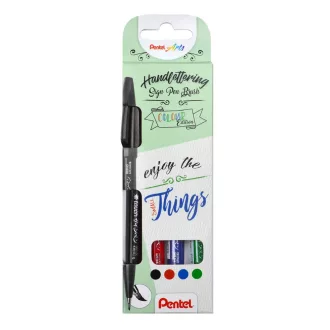   Ecsettoll, kalligrafikus hajlékony hegyű, Pentel SES15 Basic 4-es klt.