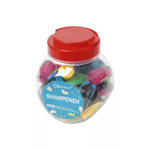 Hegyező 1 lyukú műanyag, tartályos Connect különféle színek – Tonerklinika Debrecen