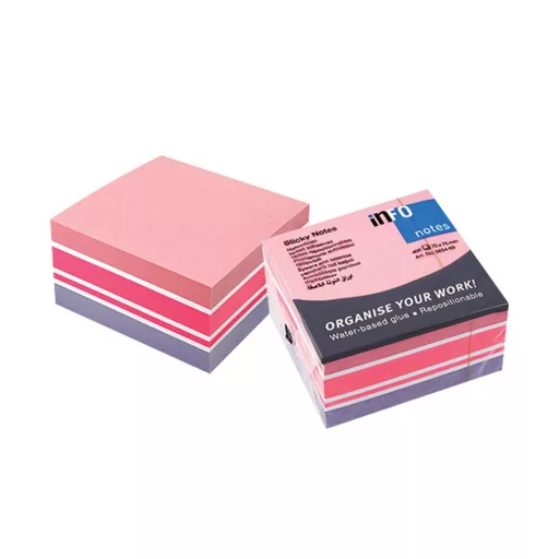 Jegyzettömb öntapadó, 75x75mm, 400lap, 5654-69 Info Notes pasztell fehér,pink, lila – Tonerklinika Debrecen
