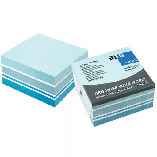 Jegyzettömb öntapadó, 75x75mm, 400lap,5654-70 Info Notes pasztell színek fehér,kék, türkiz – Tonerklinika Debrecen