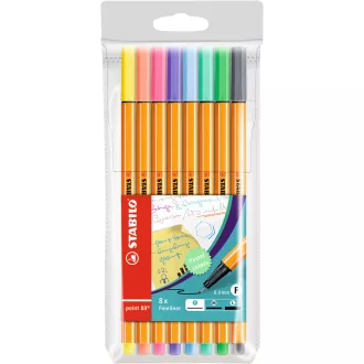Rostirón, tűfilc készlet, 0,4mm, STABILO Point 88, 8 klf. pasztell szín – Tonerklinika Debrecen