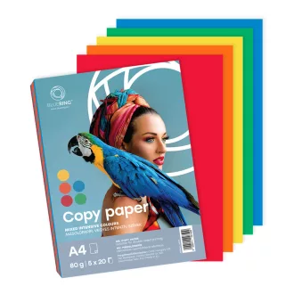 Másolópapír, színes, vegyes színek A4, 80g Bluering® 5x20 ív/csomag, intenzív színes – Tonerklinika Debrecen