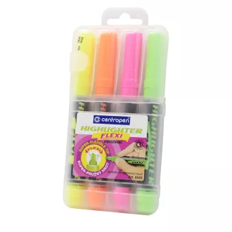 Szövegkiemelő készlet, 1-5mm, rugalmas vágott hegyű, Centropen 8542, 4 klf. szín – Tonerklinika Debrecen