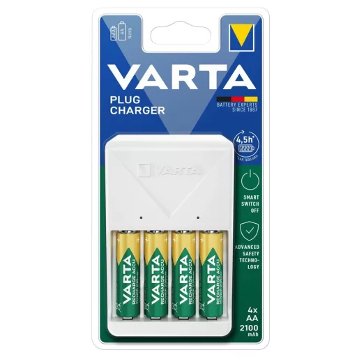 Elemtöltő, akku Plug töltő + 4 db AA 2100 mAH Varta – Tonerklinika Debrecen