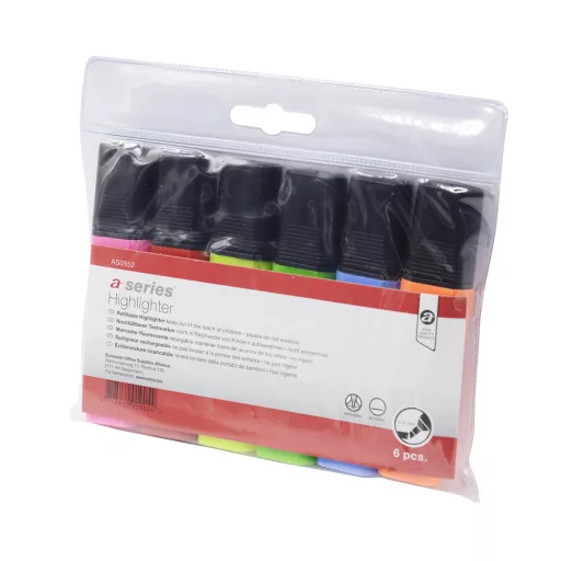 Szövegkiemelő 1-5mm, vágott hegyű,lapos test, A-Series 6-os készlet – Tonerklinika Debrecen