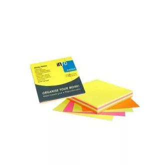 Jegyzettömb öntapadó, 75x75mm, 4x80lap,Info Notes, brilliant mix, rózsaszín, sárga, zöld, narancssárga – Tonerklinika Debrecen