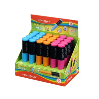 Hegyező 1 lyukú radírral 24 db/display Keyroad 2 in 1 vegyes színek – Tonerklinika Debrecen