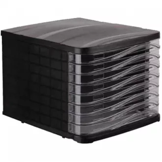 Fiókos irattároló, 8 fiókkal, műanyag fekete, víztiszta fiókokkal Bluering® – Tonerklinika Debrecen