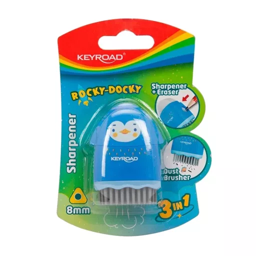 Hegyező 1 lyukú radírral és porkefével Keyroad Rocky Docky vegyes színek – Tonerklinika Debrecen