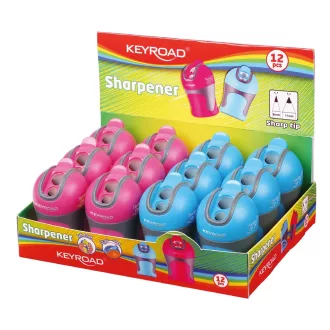 Hegyező 2 lyukú tartályos, fedeles 12 db/display Keyroad Colour Special vegyes színek – Tonerklinika Debrecen
