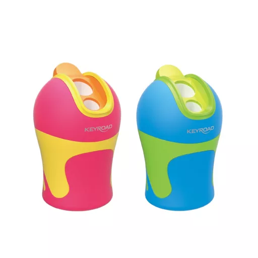 Hegyező 2 lyukú tartályos, fedeles, ceruzahegy gömbölyítő 12 db/display Keyroad Colour Special vegyes színek – Tonerklinika Debrecen