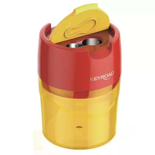 Hegyező 2 lyukú tartályos, fedeles, fém belsővel Keyroad Robby vegyes színek – Tonerklinika Debrecen