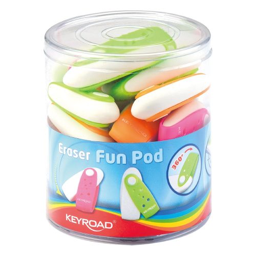 Radír, PVC mentes 24 db/display Keyroad Fun Pod vegyes színek