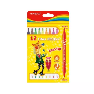 Rostirón, filctoll készlet 2 mm/4 mm kétvégű 12 db/bliszter Keyroad Duo Tip vegyes színek – Tonerklinika Debrecen
