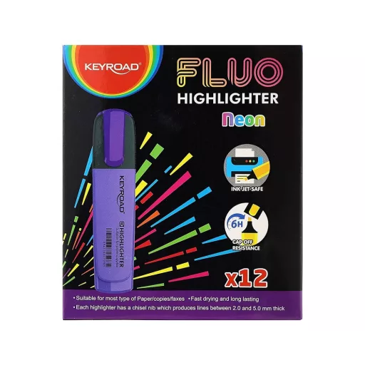 Szövegkiemelő vágott hegyű, lapos test Keyroad Fluo neon lila – Tonerklinika Debrecen