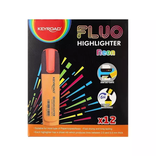 Szövegkiemelő vágott hegyű, lapos test Keyroad Fluo neon narancs – Tonerklinika Debrecen