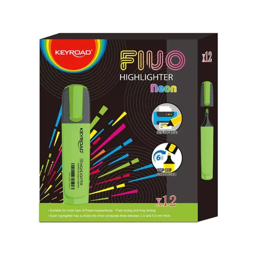 Szövegkiemelő vágott hegyű, lapos test Keyroad Fluo neon zöld – Tonerklinika Debrecen