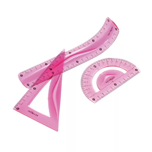 Vonalzókészlet, 20 cm, flexibilis vonalzó, szögmérő, derékszög vonalzó, 3 db/bliszter Keyroad vegyes színek – Tonerklinika Debrecen