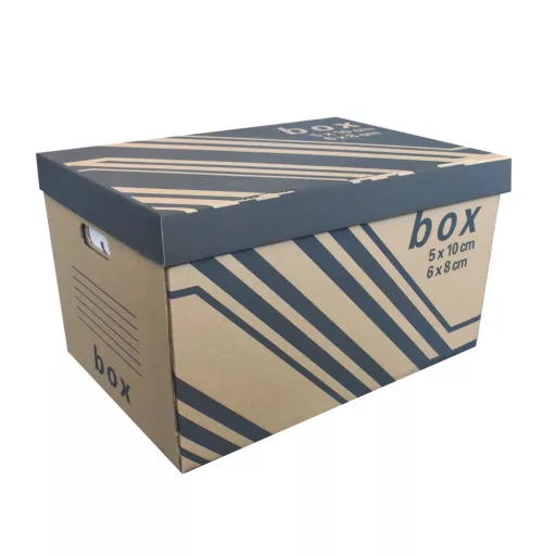 Archiváló konténer karton doboz fedeles 52x35x30cm, külön záródó levehető fedéllel Fornax – Tonerklinika Debrecen