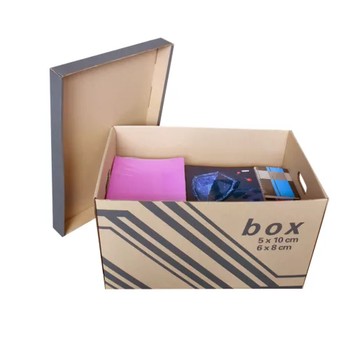 Archiváló konténer karton doboz fedeles 52x35x30cm, külön záródó levehető fedéllel Fornax – Tonerklinika Debrecen