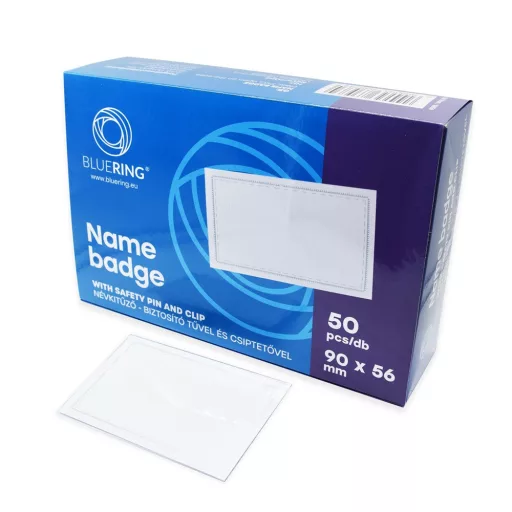 Névkitűző 90x56mm, biztosító tűvel és csiptetővel Bluering® – Tonerklinika Debrecen