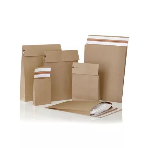 Csomagküldő webshop tasak 250x350x50mm, erős kraft papírból 250 db/doboz, E-green barna – Tonerklinika Debrecen