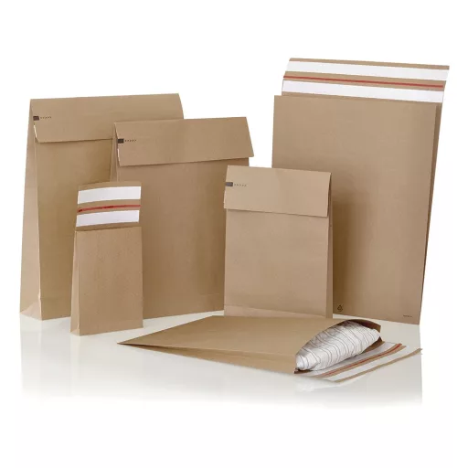 Csomagküldő webshop tasak 350x450x120mm, erős kraft papírból 200 db/doboz, E-green barna – Tonerklinika Debrecen