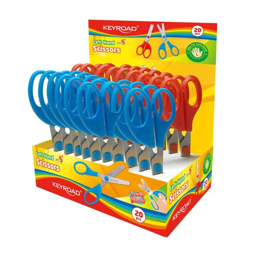 Olló balkezes 13 cm tompa fejű 20 db/display Keyroad Left-handed vegyes színek – Tonerklinika Debrecen