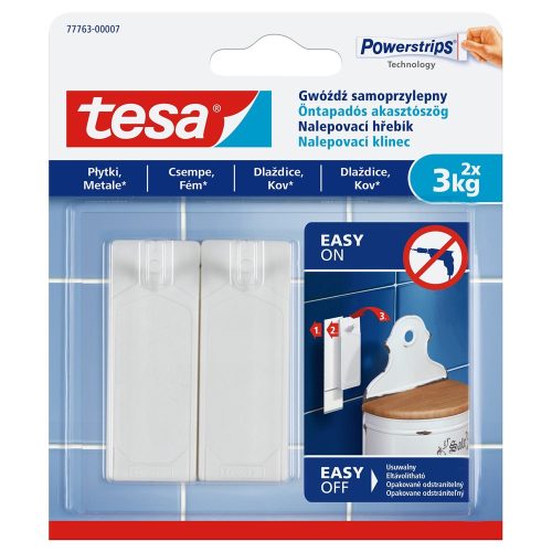 Akasztószög öntapadós, sima felületekhez 3 kg teherbírású 2 darab/bliszter Tesa Powerstrips