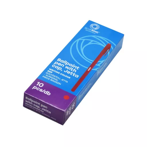 Golyóstoll 0,7mm eldobható, hatszögletű test kupakos Bluering® Jetta, írásszín piros – Tonerklinika Debrecen