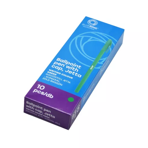 Golyóstoll 0,7mm eldobható, hatszögletű test kupakos Bluering® Jetta, írásszín zöld – Tonerklinika Debrecen