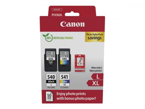 Canon PG-540L (1x11 ml) + CL-541XL (1x15 ml) + 50 lap GP501 10x15 fényes fotópapír Multipack