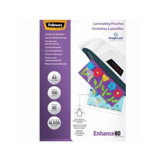 Lamináló fólia, A3, 80 mikron, fényes, 100 db/doboz, Fellowes® – Tonerklinika Debrecen