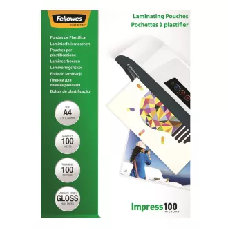 Lamináló fólia, A4, 100 mikron, fényes, 100 db/doboz, Fellowes® – Tonerklinika Debrecen