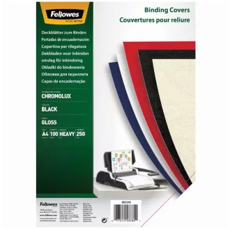 Hátlap, A4, 250 g, fényes, Fellowes® ChromoLux, 100 db/csomag, fekete – Tonerklinika Debrecen