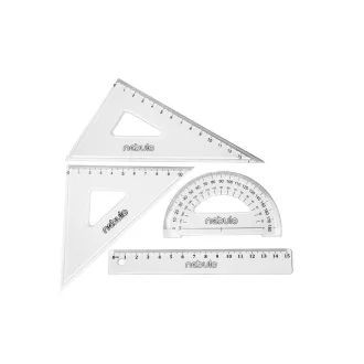 Vonalzókészlet, 15 cm egyenes vonalzó, szögmérő, 45° 13 cm és 60° 18 cm háromszög vonalzó, 4 db/bliszter Educa – Tonerklinika Debrecen