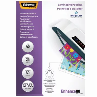 Lamináló fólia, A5, 80 mikron, fényes, 25 db/doboz, Fellowes® – Tonerklinika Debrecen