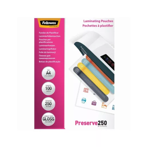 Lamináló fólia, A4, 250 mikron, fényes, 100 db/doboz, Fellowes® – Tonerklinika Debrecen