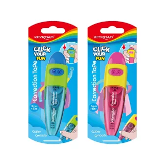 Hibajavító roller, nyomógombos, 5 mm x 6 m, Keyroad, vegyes színek – Tonerklinika Debrecen