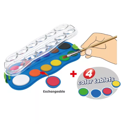 Vízfesték készlet, 12+4 cserélhető színnel, ecsettel, műanyag dobozban, Keyroad – Tonerklinika Debrecen